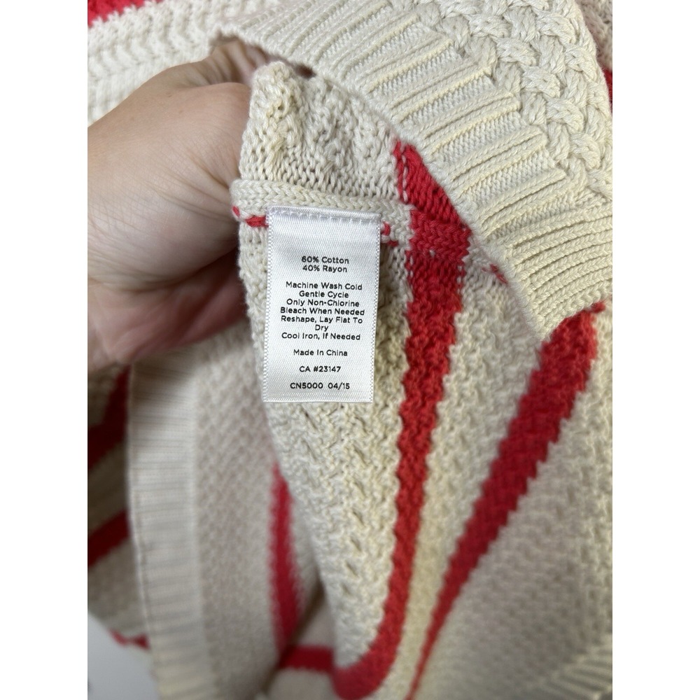 Talbots Pink White Stripes Crew Neck Sweater Top Long Sleeves Size Large - Picture 4 of 9